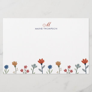 Papeterie Fleurs colorées simples Script Monogrammes Grilles