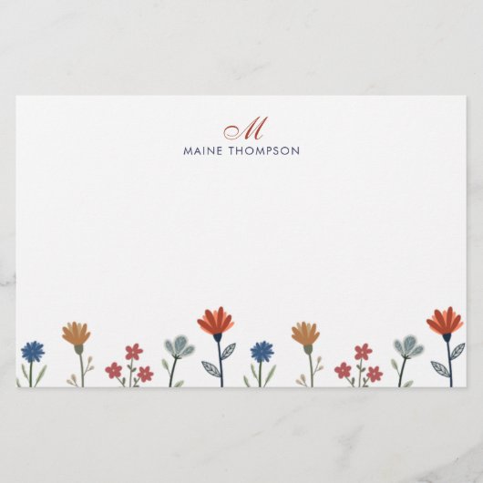 Papeterie Fleurs colorées simples Script Monogrammes Grilles (Devant)