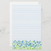 Papeterie Fleurs d'aquarelle bleu lin (Devant / Derrière)