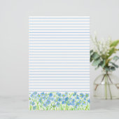 Papeterie Fleurs d'aquarelle bleu lin (Debout devant)