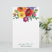 Papeterie Fleurs d'aquarelle de printemps personnalisées (Debout devant)