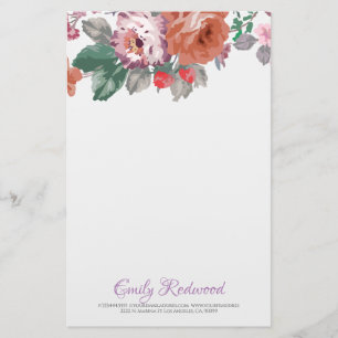 Papeterie Fleurs D'Aquarelle Et Feuilles