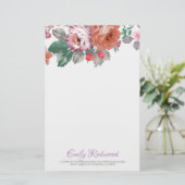 Papeterie Fleurs D'Aquarelle Et Feuilles (Debout devant)