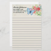 Papeterie fleurs d'aquarelle et papillon d'affaires (Devant / Derrière)