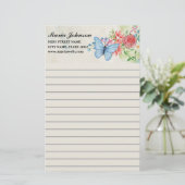 Papeterie fleurs d'aquarelle et papillon d'affaires (Debout devant)