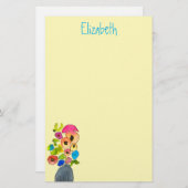 Papeterie Fleurs d'aquarelle fleuries colorées (Devant / Derrière)