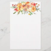 Papeterie Fleurs d'aquarelle orange personnalisées (Dos)