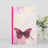 Papeterie Fleurs d'aquarelle rose et jaune avec papillon (Debout devant)