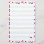 Papeterie Fleurs d'aquarelle rose papillon bleu (Devant)