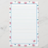 Papeterie Fleurs d'aquarelle rose Pavot (Devant)