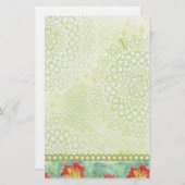 Papeterie Fleurs d'aquarelle rouge de pavot Chatreuse vert (Devant / Derrière)