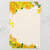 Papeterie Fleurs de bordure orange et jaune (Devant / Derrière)