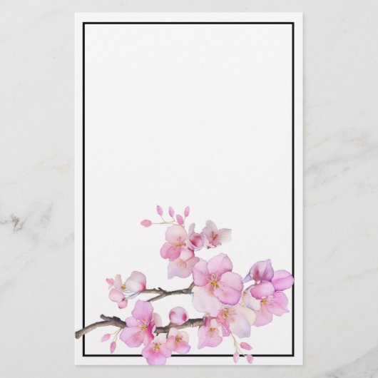 Papeterie Fleurs de cerisier rose aquarelle (Devant)