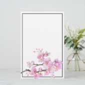 Papeterie Fleurs de cerisier rose aquarelle (Debout devant)