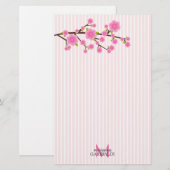 Papeterie Fleurs de cerisier roses Girly personnalisées (Devant / Derrière)