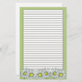 Papeterie Fleurs de marguerite Dessin Floral Vert Liner (Devant / Derrière)