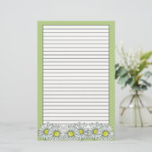 Papeterie Fleurs de marguerite Dessin Floral Vert Liner (Debout devant)