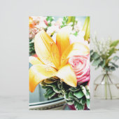 Papeterie fleurs de mariage rose orange étoile lis rose (Debout devant)