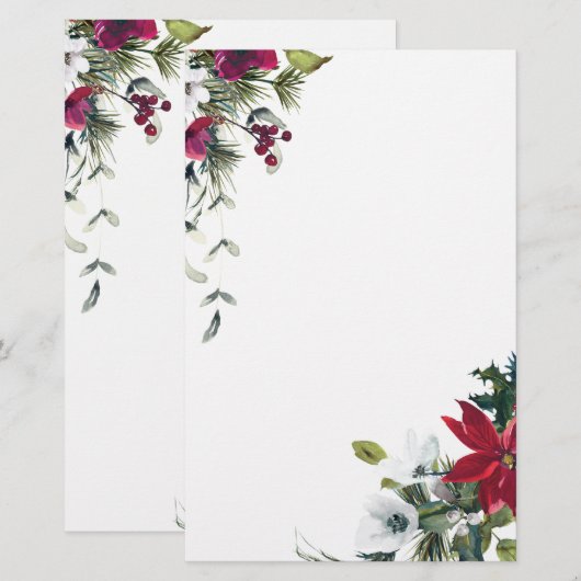 Papeterie Fleurs de Noël (Devant / Derrière)