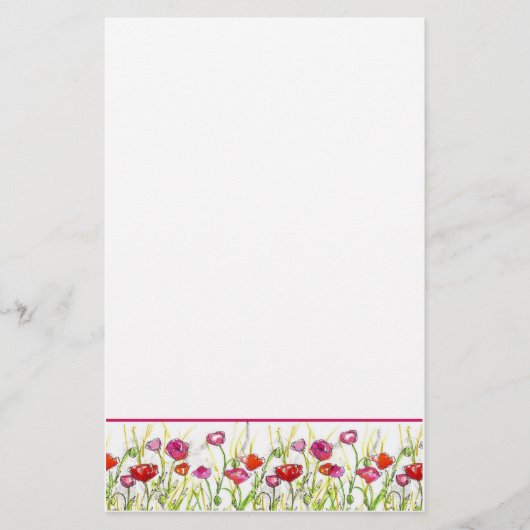 Papeterie Fleurs de pavot rouge Aquarelle Fleurs (Devant)