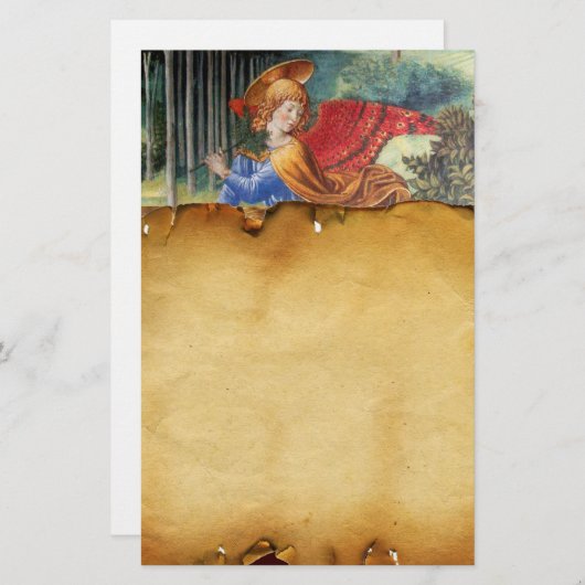 Papeterie Fleurs de rassemblement d'anges dans un paysage cé (Devant / Derrière)