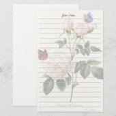 Papeterie fleurs de rose blanche, Pierre Joseph Redouté (Devant / Derrière)