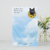 Papeterie Fleurs de tournesol chat de ferme alignées sur pap (Debout devant)