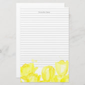 Papeterie Fleurs de tulipe jaune monogramme gris (Devant / Derrière)