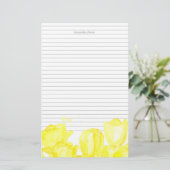 Papeterie Fleurs de tulipe jaune monogramme gris (Debout devant)