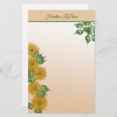 Papeterie Fleurs d'or rustiques, verdure et bordure feuillue (Devant / Derrière)