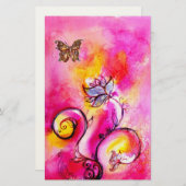 PAPETERIE FLEURS ET BUTTERFLITS BLANCS (Devant / Derrière)