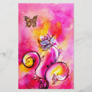 PAPETERIE FLEURS ET BUTTERFLITS BLANCS