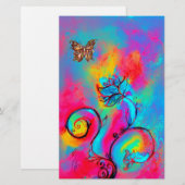 PAPETERIE FLEURS ET BUTTERFLITS BLANCS (Devant / Derrière)