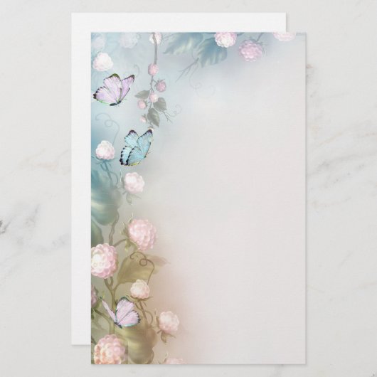 Papeterie Fleurs et papillons (Devant / Derrière)