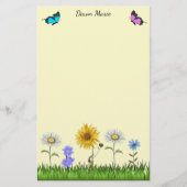 Papeterie Fleurs et papillons Personnalisés 5,5 po x 8,5 po (Devant)