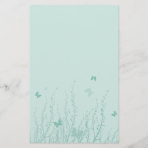 Papeterie Fleurs et papillons vert mer -Stationnaire