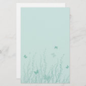Papeterie Fleurs et papillons vert mer -Stationnaire (Devant / Derrière)