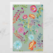 Papeterie Fleurs folkloriques aquarelles - personnalisables (Devant / Derrière)