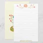 Papeterie Fleurs mignonnes Happy House Adorable Aquarelle (Devant / Derrière)