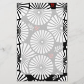 Papeterie Fleurs noires et blanches rétro (Devant)