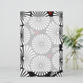 Papeterie Fleurs noires et blanches rétro (Debout devant)