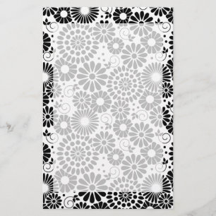 Papeterie Fleurs noires et blanches rétro