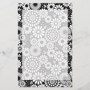 Papeterie Fleurs noires et blanches rétro