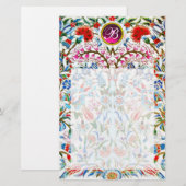 Papeterie FLEURS ORIENTALES DAMAS MONOGRAMME Rose Améthyste (Devant / Derrière)