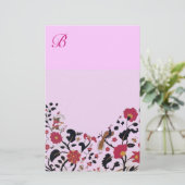 PAPETERIE FLEURS ORIENTALES, OISEAUX PEACOCKS ROSE FLORALE (Debout devant)