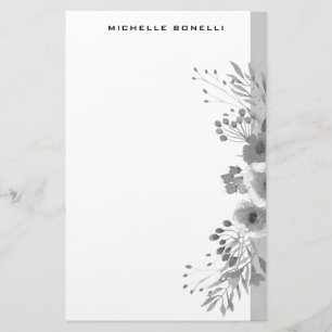 Papeterie Fleurs Professionnelles Minimalistes Modernes Gris