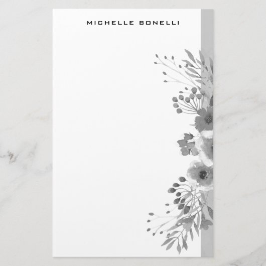Papeterie Fleurs Professionnelles Minimalistes Modernes Gris (Devant)
