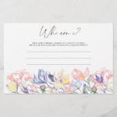 Papeterie Fleurs - Qui suis-je jeu de douche nuptiale (Devant)