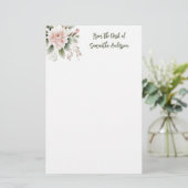 Papeterie Fleurs rose vert personnalisé De la part de (Debout devant)