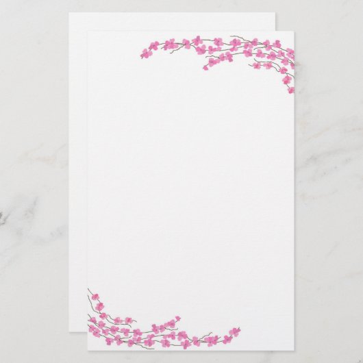 Papeterie Fleurs roses délicates (Devant / Derrière)